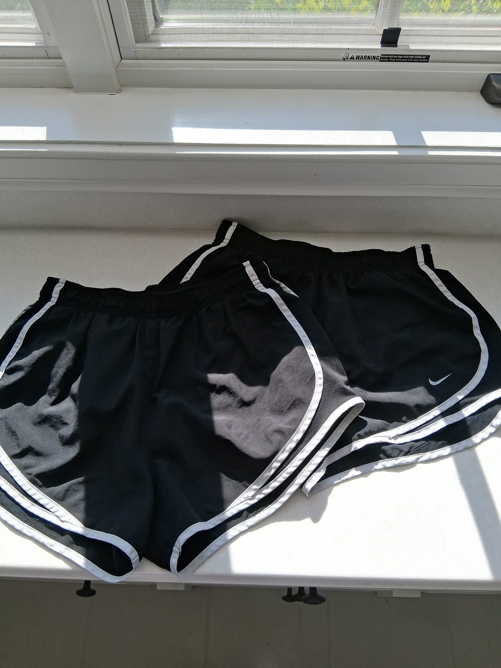 Nike 2 Black Athletic Running Shorts with White Trim